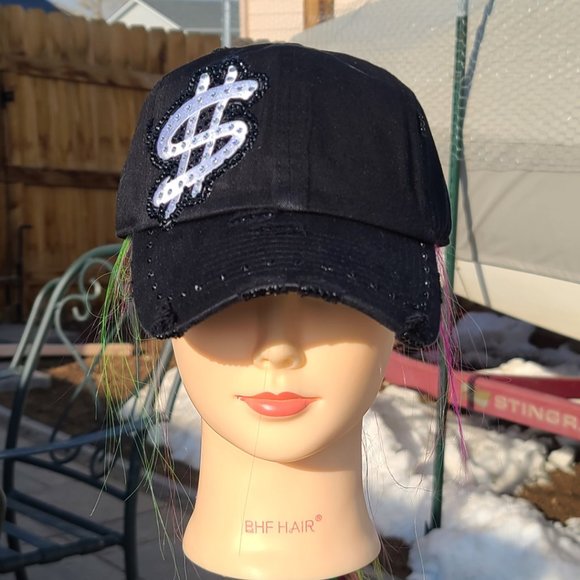 Ladies Black BLING Hat NEW - Picture 2 of 4